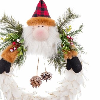 Kerstkroon Kerstman Multicolour Veren Plastic 40 x 35 x 8 cm 5