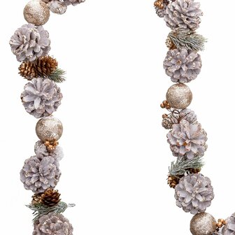 Kerstkrans Wit Gouden Plastic Foam Ananas 150 cm 2