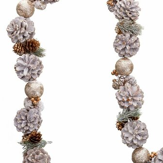 Kerstkrans Wit Gouden Plastic Foam Ananas 150 cm 4