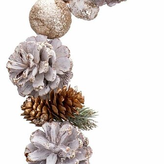 Kerstkrans Wit Gouden Plastic Foam Ananas 150 cm 5
