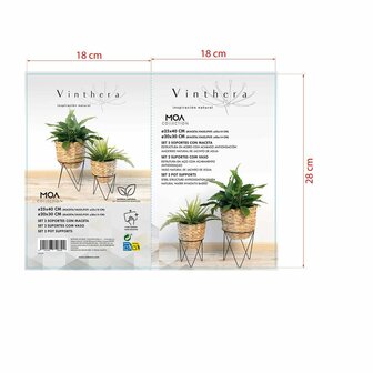 Bloempot met standaard Vinthera Moa Beige Metaal Waterhyacint 20 x 30 cm 25 x 40 cm 2 Onderdelen 6