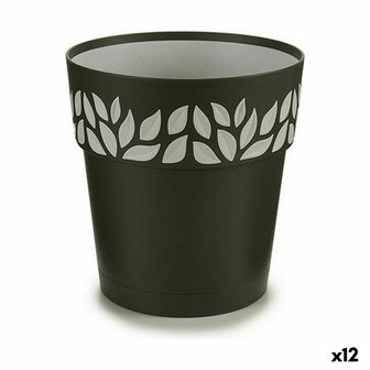 Zelfwaterende bloempot Stefanplast Cloe Antraciet Plastic 19 x 19 x 19 cm (12 Stuks) 1