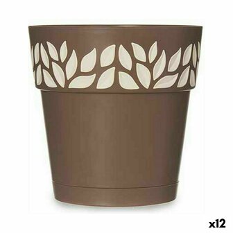 Zelfwaterende bloempot Stefanplast Cloe Bruin Plastic 15 x 15 x 15 cm (12 Stuks) 1