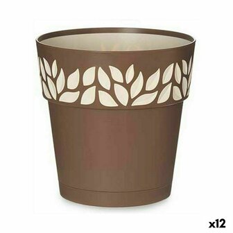Zelfwaterende bloempot Stefanplast Cloe Bruin Plastic 19 x 19 x 19 cm (12 Stuks) 1