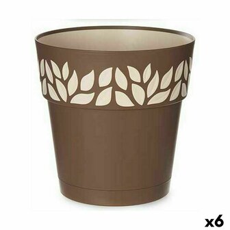 Zelfwaterende bloempot Stefanplast Cloe Bruin Plastic 25 x 25 x 25 cm (6 Stuks) 1