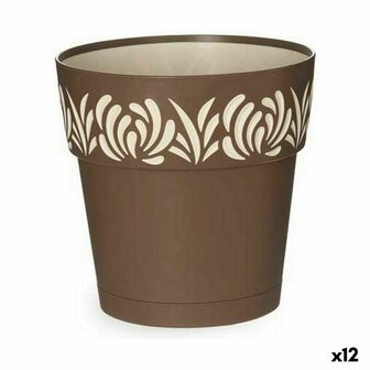 Zelfwaterende bloempot Stefanplast Gaia Bruin Plastic 19 x 19 x 19 cm (12 Stuks) 1