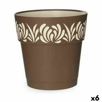 Zelfwaterende bloempot Stefanplast Gaia Bruin Plastic 25 x 25 x 25 cm (6 Stuks) 1