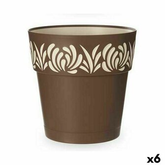 Zelfwaterende bloempot Stefanplast Gaia Bruin Plastic 29 x 29 x 29 cm (6 Stuks) 1