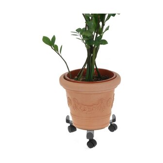 Standaard voor bloempot met wielen Verstelbaar Grijs Metaal (30 cm) 2