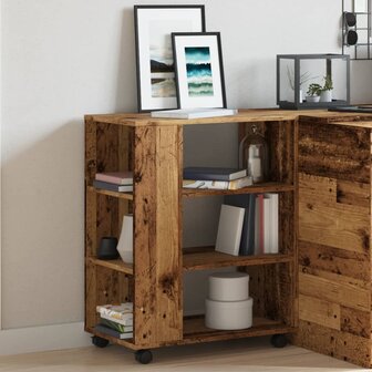 Rolkast 60x35x75 cm bewerkt hout oud houtkleurig 4