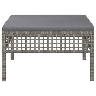 Tuinvoetenbank met kussen poly rattan grijs 3