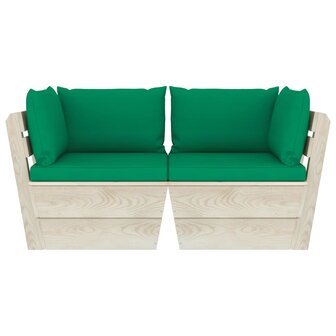 Tuinbank 2-zits met kussens pallet vurenhout 3
