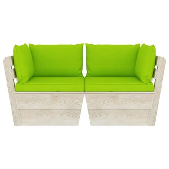 Tuinbank 2-zits met kussens pallet vurenhout 3