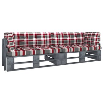 Tweezitsbank pallet met kussens grijs ge&iuml;mpregneerd grenenhout 1