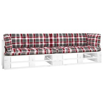 Tweezitsbank pallet met kussens wit ge&iuml;mpregneerd grenenhout 1