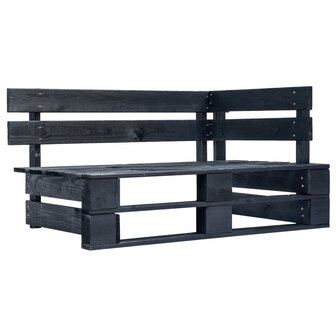 Tweezitsbank pallet met kussens zwart ge&iuml;mpregneerd grenenhout 2