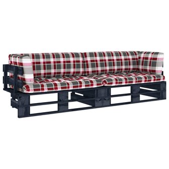 Tweezitsbank pallet met kussens zwart ge&iuml;mpregneerd grenenhout 1