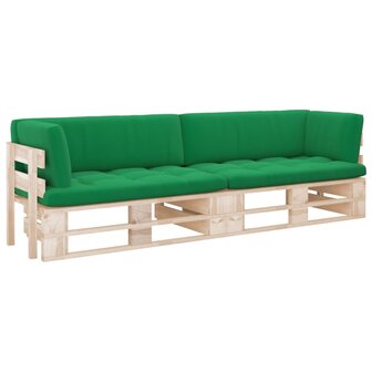 Tweezitsbank pallet met kussens ge&iuml;mpregneerd grenenhout 1