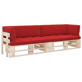 Tweezitsbank pallet met kussens ge&iuml;mpregneerd grenenhout 1