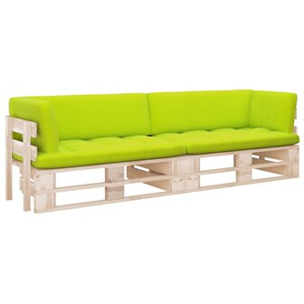 Tweezitsbank pallet met kussens ge&iuml;mpregneerd grenenhout 1