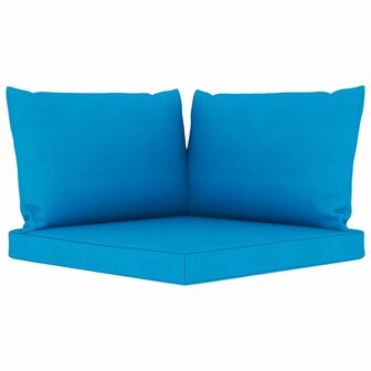 Tuinbank 2-zits pallet met lichtblauwe kussens grenenhout 9