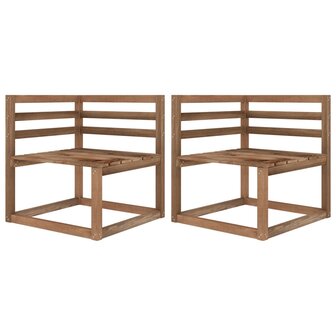 Tuinbank 2-zits pallet met groene kussens grenenhout 3