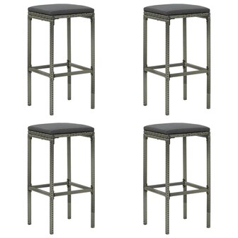 5-delige Tuinbarset met kussens poly rattan grijs 6