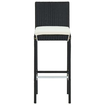 3-delige Tuinbarset met kussens poly rattan zwart 8