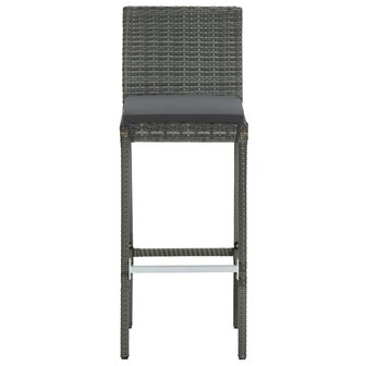 3-delige Tuinbarset met kussens poly rattan grijs 8