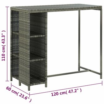5-delige Tuinbarset met kussens poly rattan grijs 8