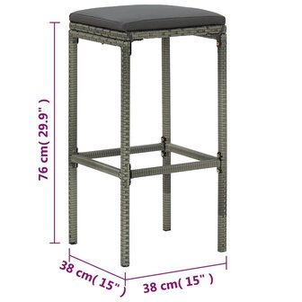 5-delige Tuinbarset met kussens poly rattan grijs 9