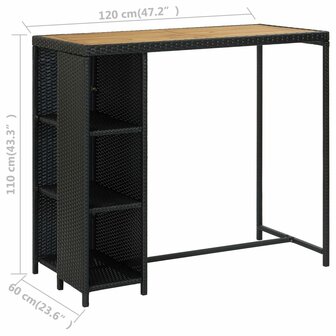 5-delige Tuinbarset met kussens poly rattan zwart 8