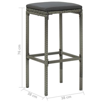 5-delige Tuinbarset met kussens poly rattan grijs 9