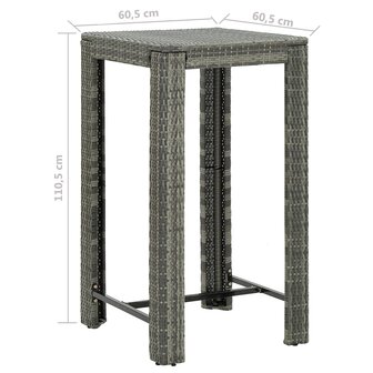 3-delige Tuinbarset met kussens poly rattan grijs 9