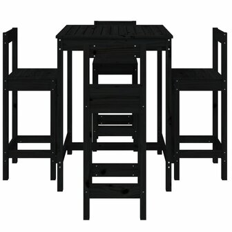 5-delige Barset massief grenenhout zwart 4