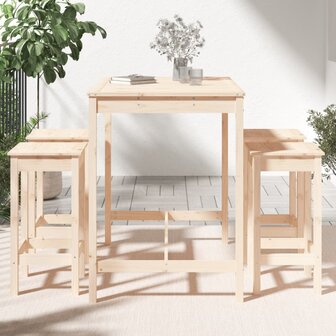 5-delige Tuinbarset massief grenenhout 3