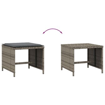 Tuinkrukken 4 st met kussens 41x41x36 cm poly rattan grijs 7