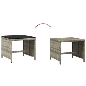 Tuinkrukken 4 st met kussens 41x41x36 cm poly rattan lichtgrijs 7
