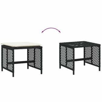 Tuinkrukken 4 st met kussens 41x41x36 cm poly rattan zwart 7