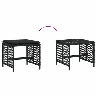 Tuinkrukken 4 st met kussens 41x41x36 cm poly rattan zwart 7