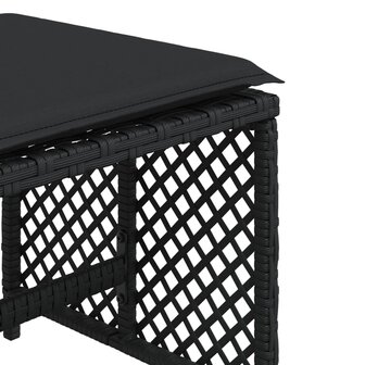 Tuinkrukken 4 st met kussens 41x41x36 cm poly rattan zwart 9