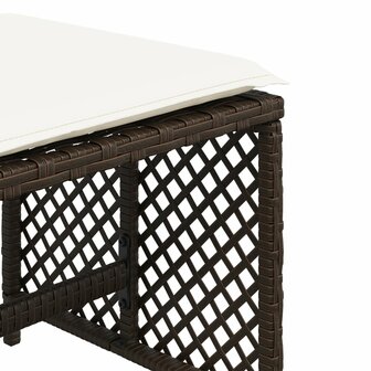 Tuinkrukken 4 st met kussens 41x41x36 cm poly rattan bruin 9