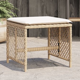 Tuinkrukken 4 st met kussens 41x41x36 cm poly rattan beige 1