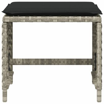 Tuinkrukken 4 st met kussens 41x41x36 cm poly rattan lichtgrijs 5