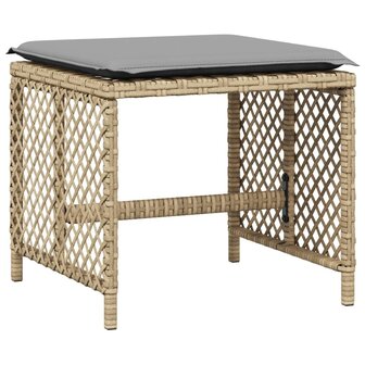 Tuinkrukken 4 st kussens 41x41x36 cm poly rattan gemengd beige 4