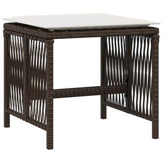 Tuinkrukken 4 st met kussens 41x41x36 cm poly rattan bruin 4