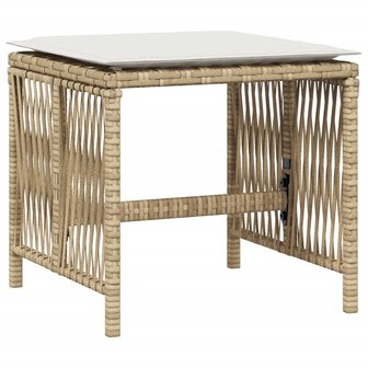 Tuinkrukken 4 st met kussens 41x41x36 cm poly rattan beige 4