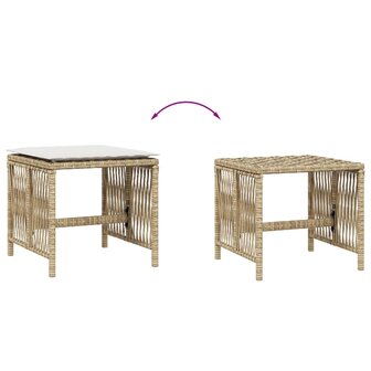 Tuinkrukken 4 st met kussens 41x41x36 cm poly rattan beige 7