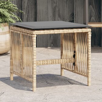 Tuinkrukken 4 st kussens 41x41x36 cm poly rattan gemengd beige 1