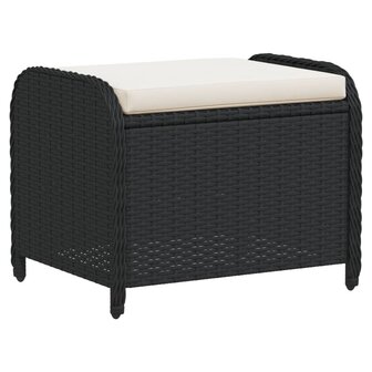 Tuinkruk met kussen 58x46x46 cm poly rattan zwart 2